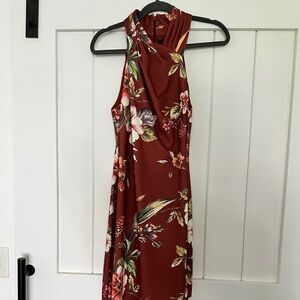 RACHEL Rachel Roy Floral Midi Dress in Burgundy